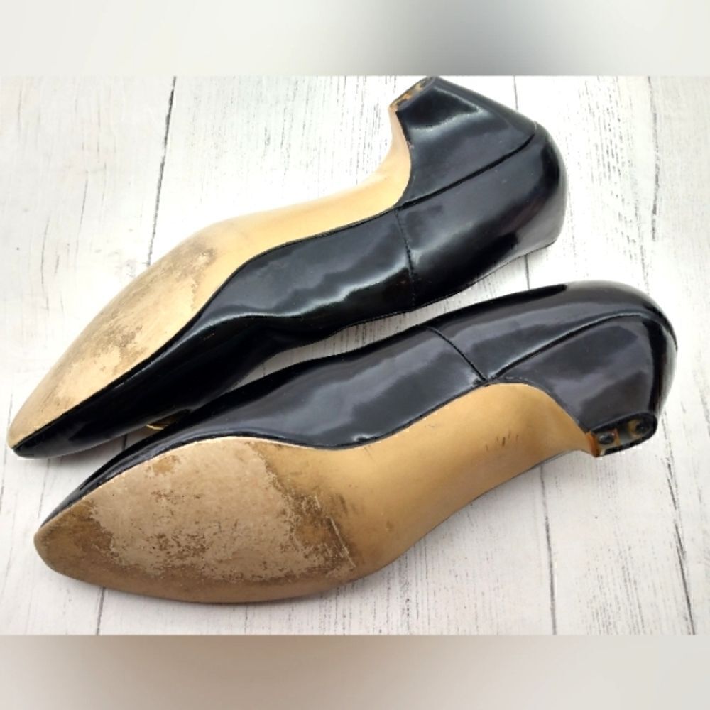 Celine Paris France Black Patent Leather Pumps Shoes Womens Vintage Authentic - Picture 13 of 16